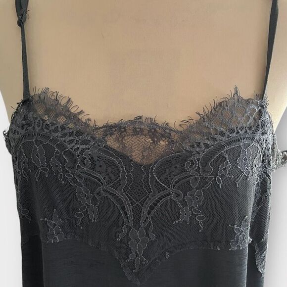 Willow Root Women’s Large Lace Trim Dark Gray Sleeveless Cami Camisole Top - Picture 2 of 8